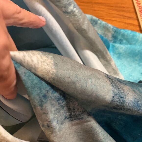 Two piece set of pillow covers.  Main color is teal with other blues and white - Picture 5 of 8